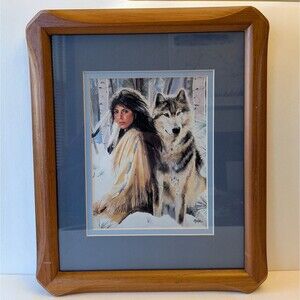 MAIJA "Silent Partners" 5x7" Print Native American Wolf Southwestern 90s Realism